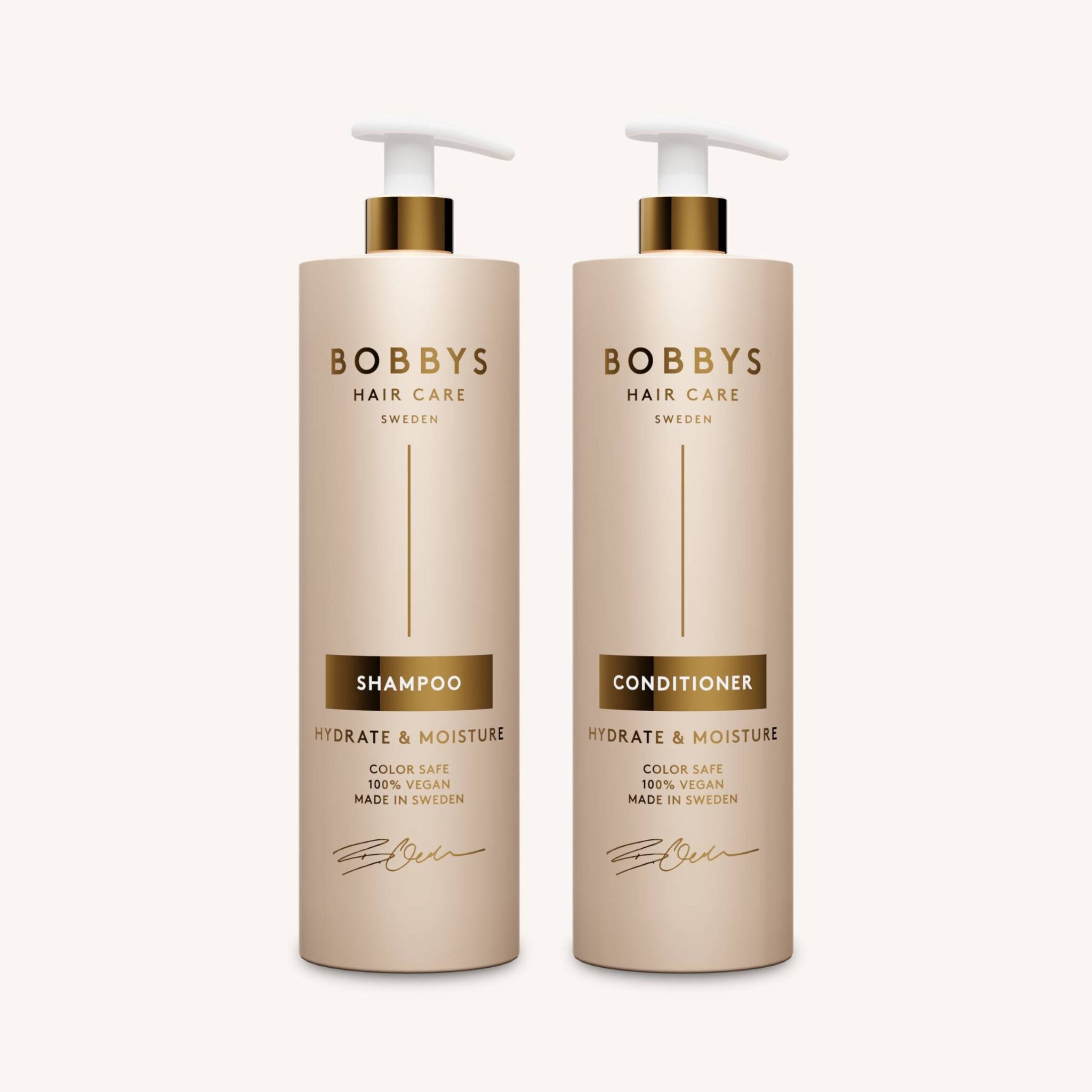 Salon customers receiving hair care products in a well‑lit studio